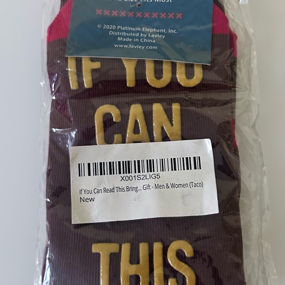 NWT Adult “Tacos” Brown & Red Socks O/S - Picture 6 of 6